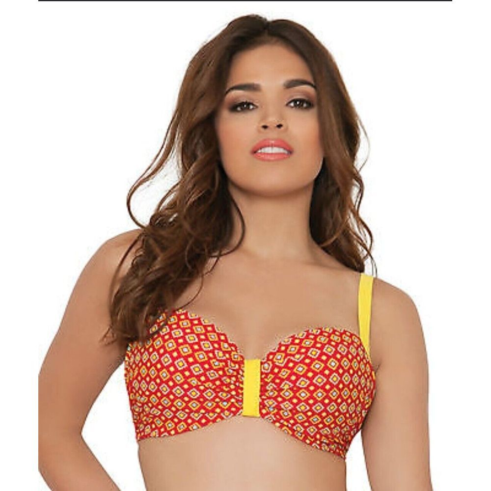 Curvy Kate Bikini Top Casablanca Saffron Padded Balcony Bikini Bra Size 30DD